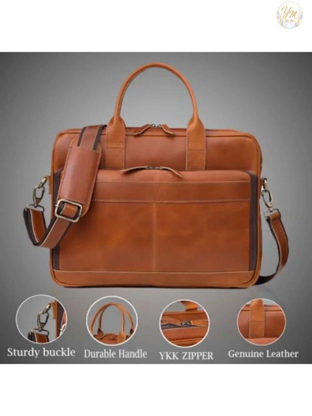 Genuine Leather Handcrafted Laptop Briefcase Trolley Sleeve